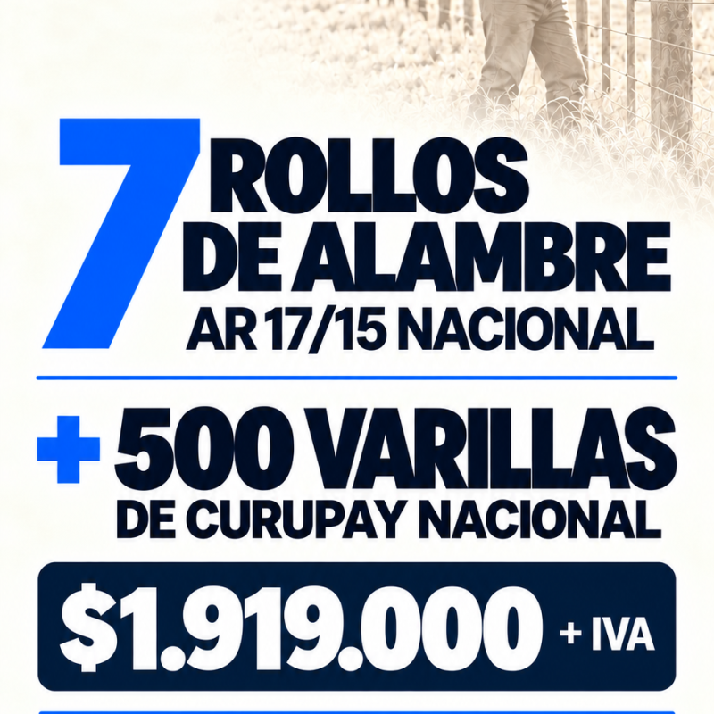 1000 metros de Alambrado - Financiación con cheques a: 0, 30, 60 y 90 días.