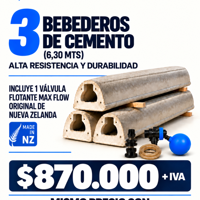 3 BEBEDEROS DE CEMENTO + VALVULA ALTA PRESION